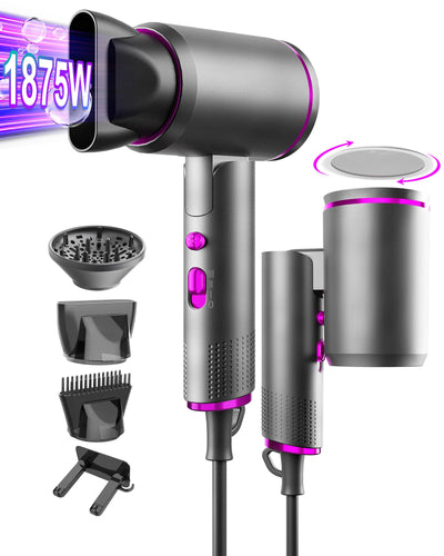 Professional Ionic Hair Dryer for women Arhhn 1875W hair dryer with Diffuser for Curly Hair Fast Drying Low Noise Light foldable travel hair dryer Blow Dryer with Nozzle &Comb for Home Salon Travel